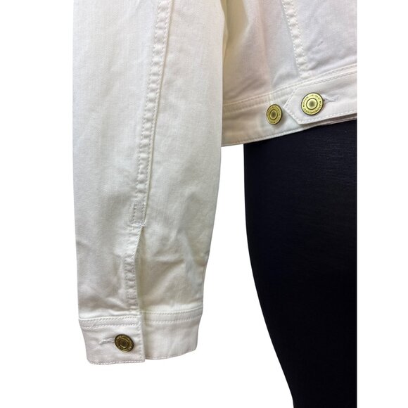 ISAAC MIRAHI LIVE White Denim Button-Up Jacket With Gold-Tone Hardware Sz 14 - Picture 5 of 9